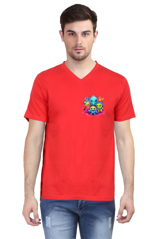 Men's V-Neck Alien Planets T-Shirt