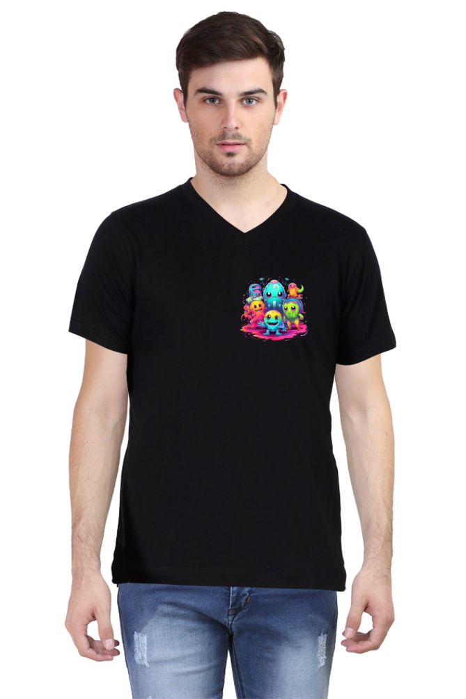 Men's V-Neck Alien Planets T-Shirt
