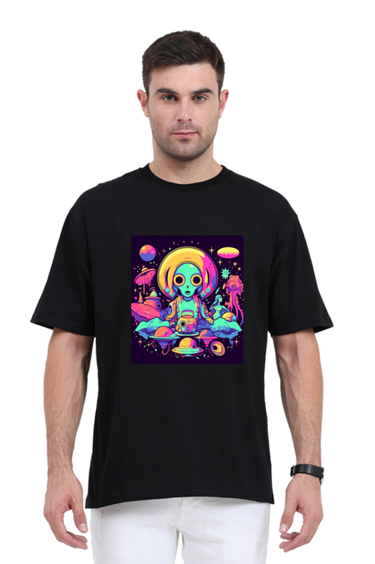 black alien print t-shirt