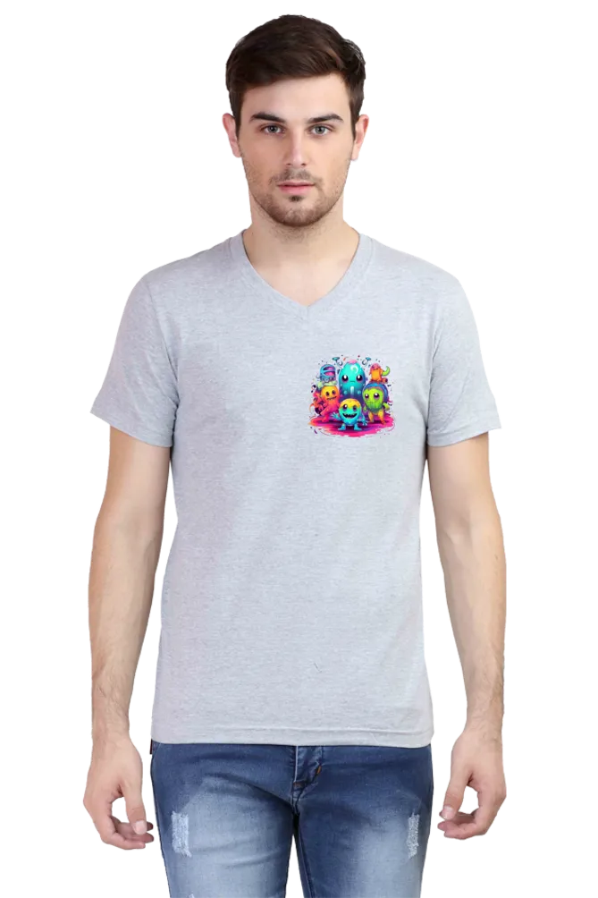 Men's V-Neck Alien Planets T-Shirt