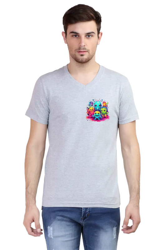 Men's V-Neck Alien Planets T-Shirt