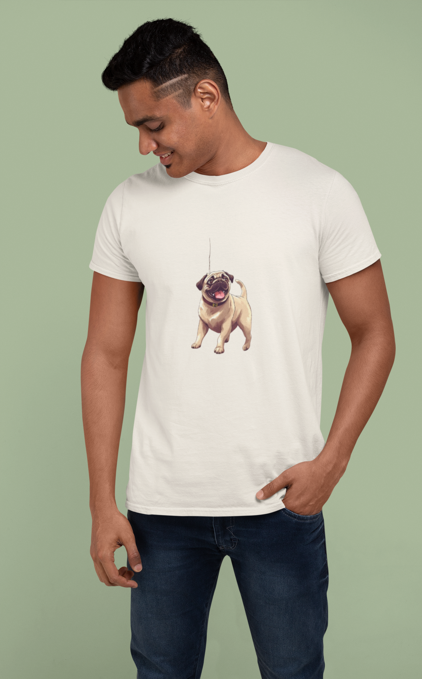 Men's Dog Pug Classic Crew T-Shirt