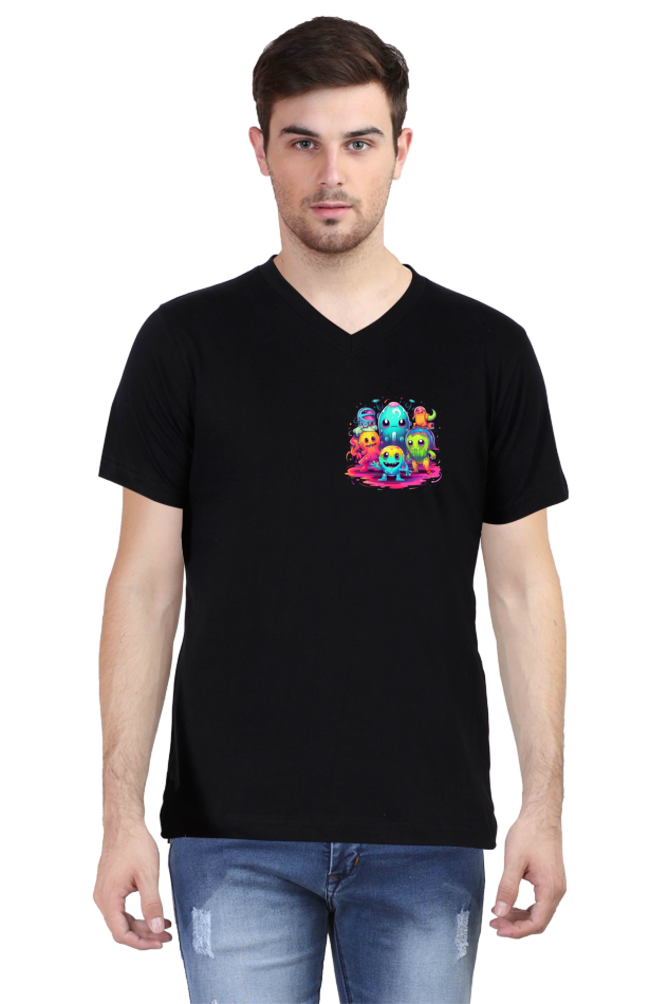 Men's V-Neck Alien Planets T-Shirt