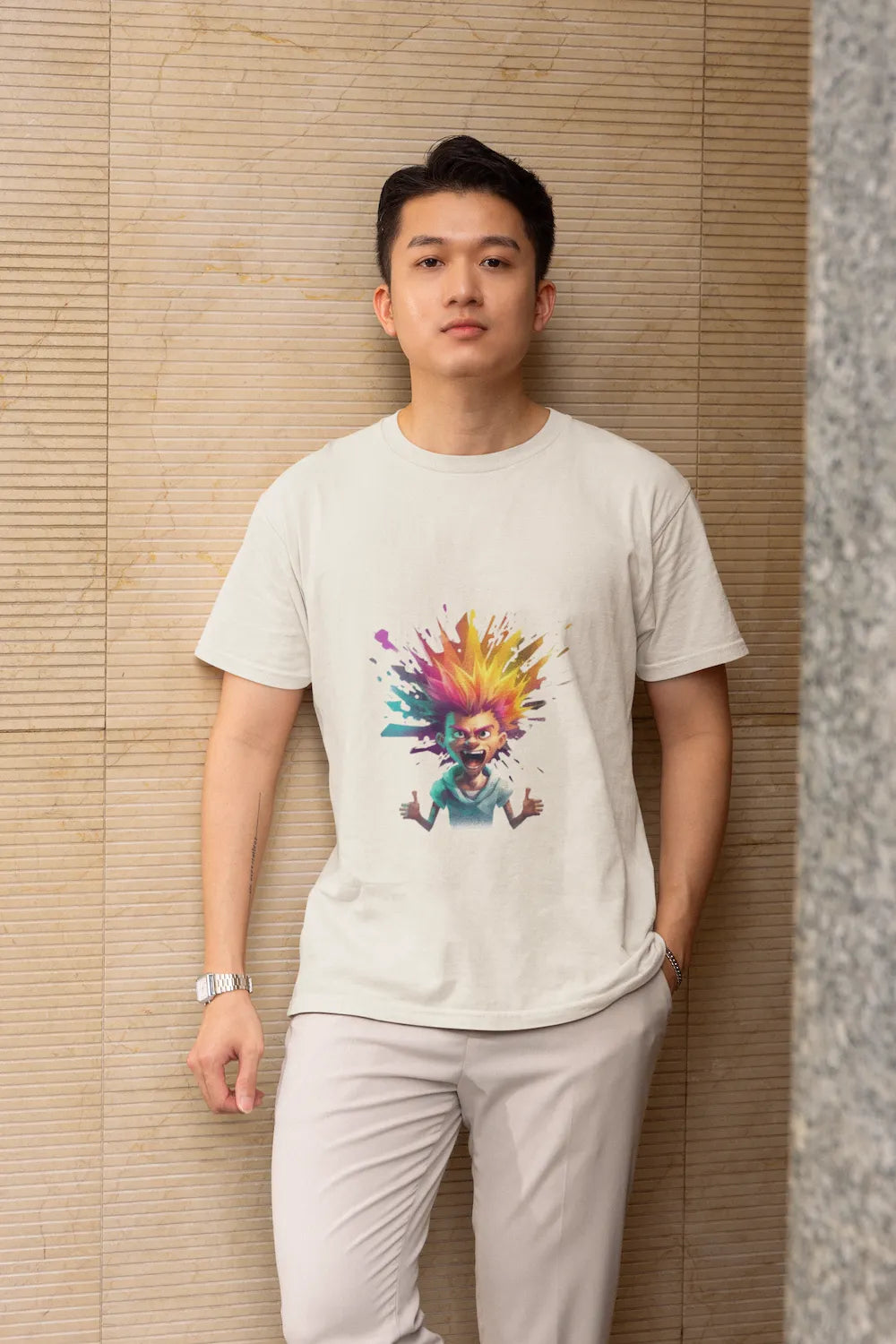 Men's Funky Spiky Hair Classic Crew T-Shirt