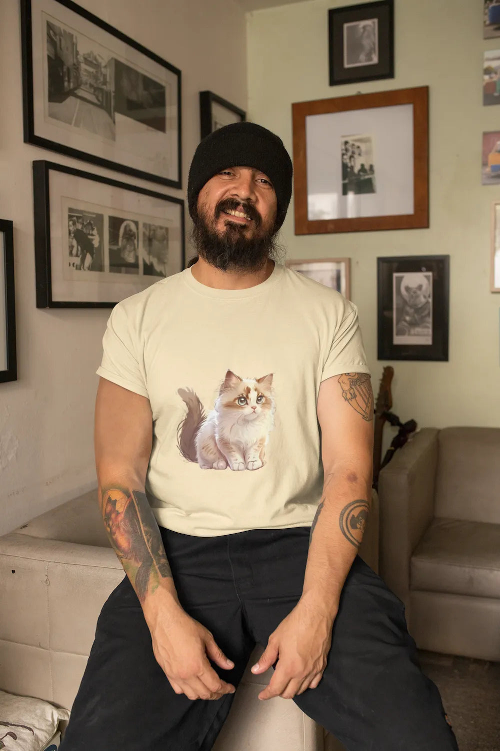 Men's Feline Cat Classic Crew T-Shirt